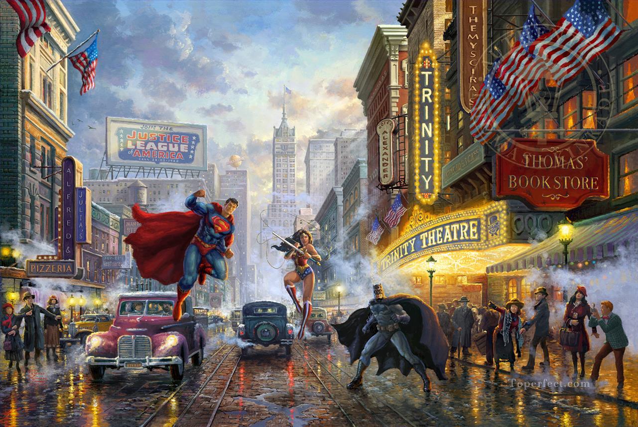 Batman Superman and Wonder Woman Hollywood Movie TK Disney Oil Paintings